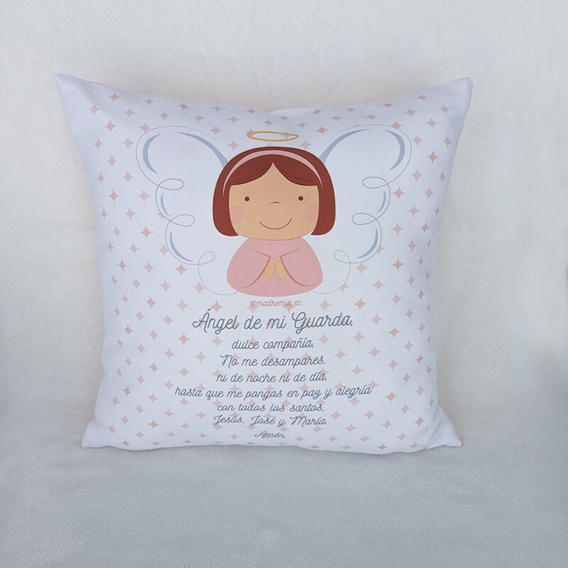 Cojín cuadrado Ángel de la Guarda niña