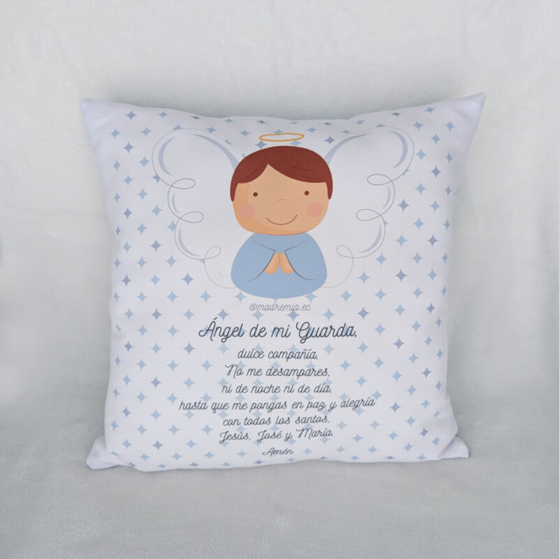 Cojín cuadrado Ángel de la Guarda niño