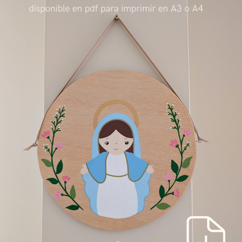 Plantilla Aplique circular Virgen María - GRATIS